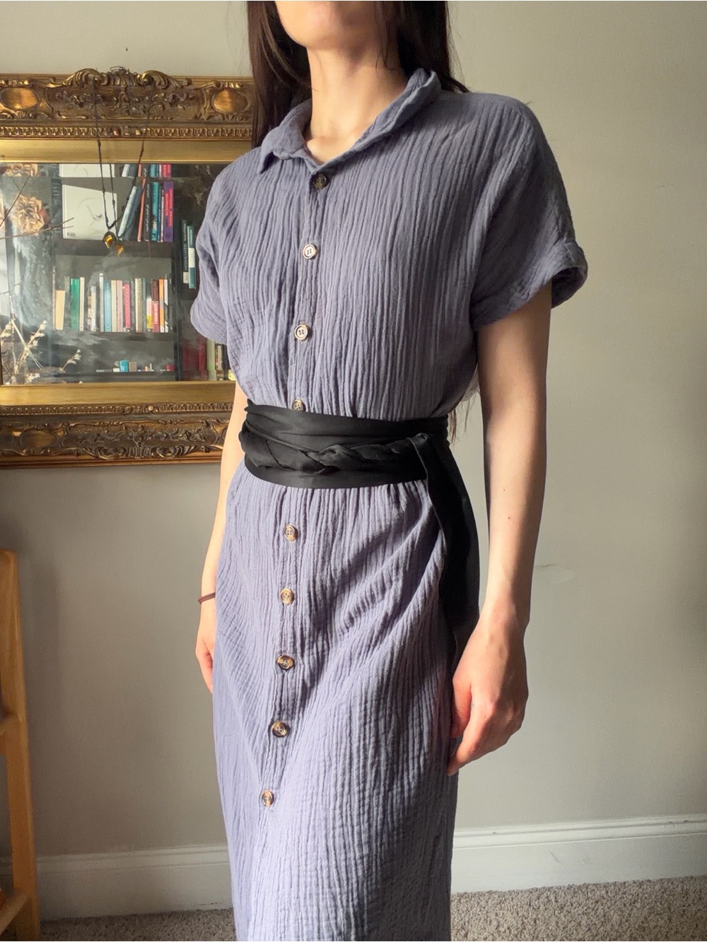 Dokotoo Muted Blue Long Shirt Dress | Size S